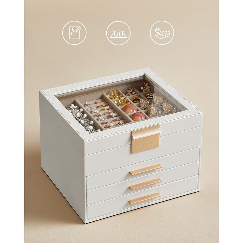 Stack man Big And Small Jewelry, Modern Style, 8 X 9.1 X 5.3 Inches, Valentine's Day Gift, Cloud White And Gold Color UJBC239WT