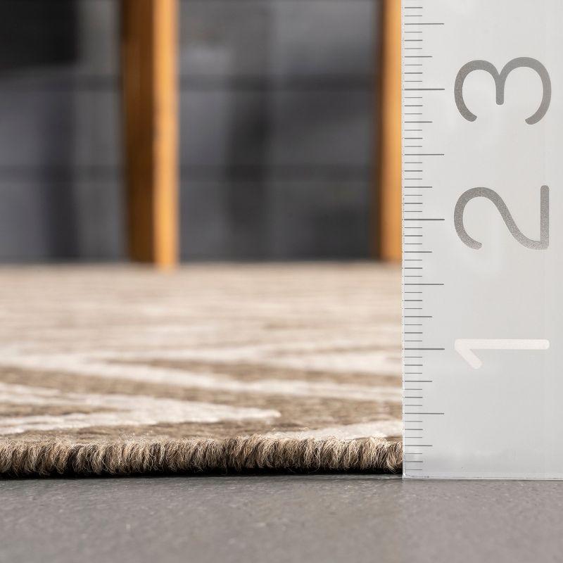 Nuloom Macklin Herringbone 8x11 Indoor/Outdoor Area Rug for Living Room Patio Deck Front Porch Kitchen, Brown/Ivory
