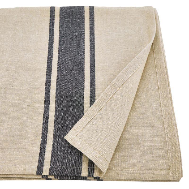 Natural Banded Cotton Rectangular Tablecloth