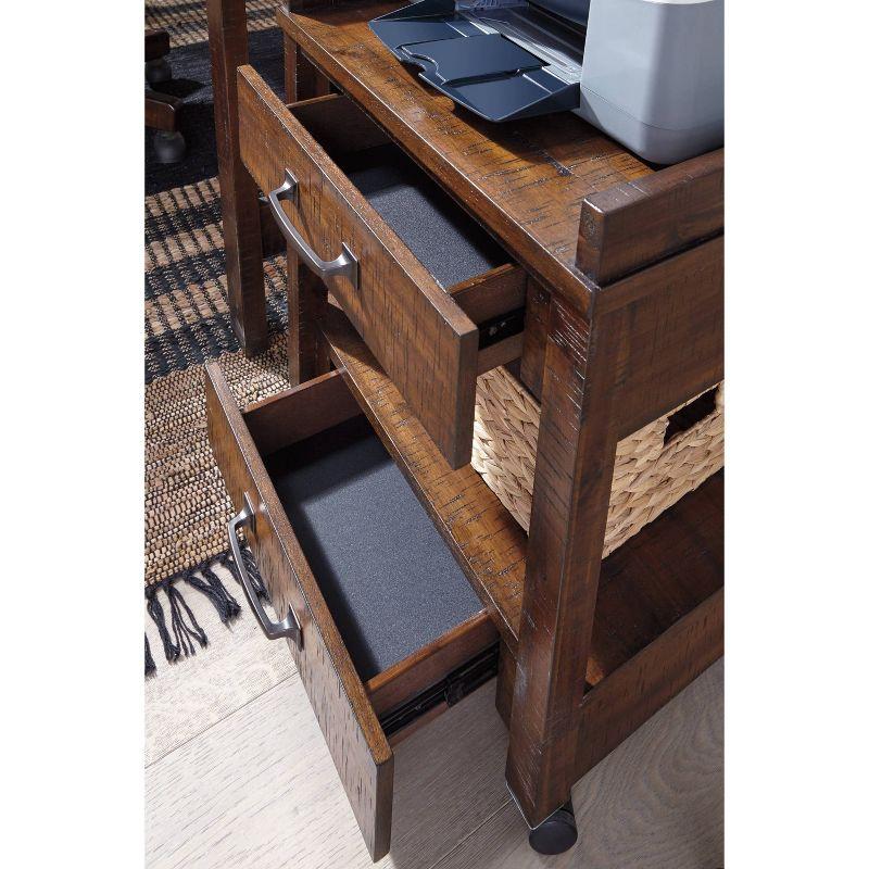 Baldridge Rustic Brown Wood Printer Stand with Storage and Casters