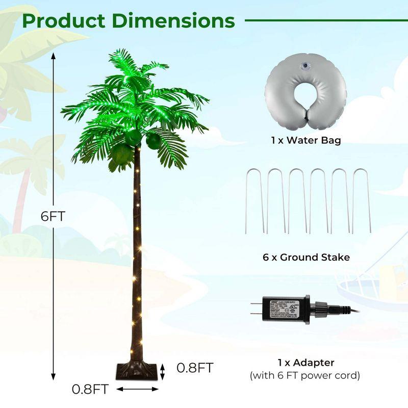 Costway 6 FT LED Lighted Artificial Palm Tree Hawaiian Style Tropical with Coconuts Beach