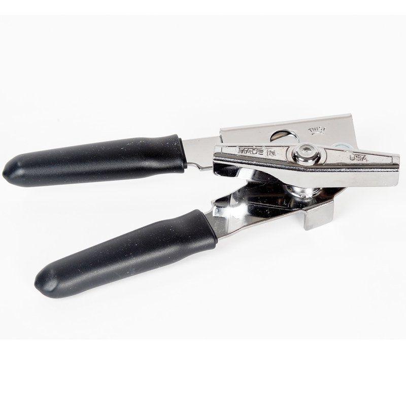 Heavy-Duty Steel Can Opener with Black Ergonomic Handles