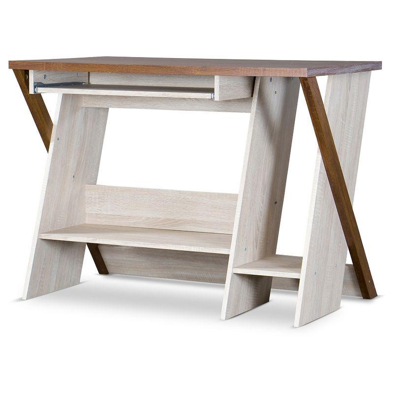 Sonoma Oak Angular Rhomboid Writing Desk with Storage