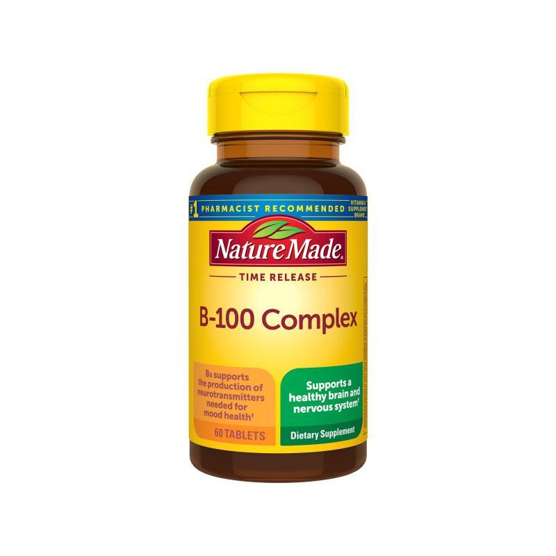 Nature Made Time Release Vitamin B-100 High Potency B Complex, Dietary Supplement for Nervous System Function Support, 60 Tablets for a 60 Day Supply
