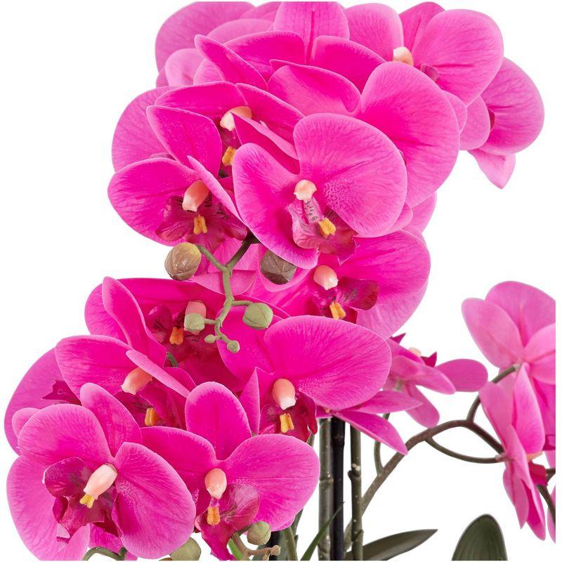 Dahlia Studios Potted Silk Faux Artificial Flowers Realistic Pink Orchid in Ceramic Pot for Home Decoration Living Room 28" High