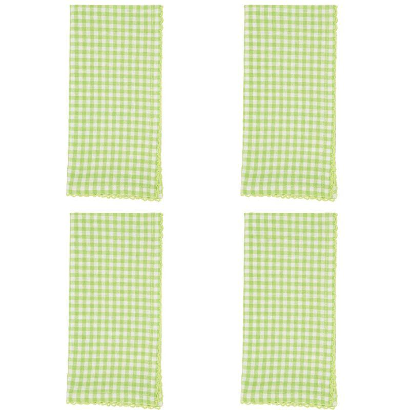 Saro Lifestyle Table Napkins With Gingham Design, Green, (Set of 4 pcs)