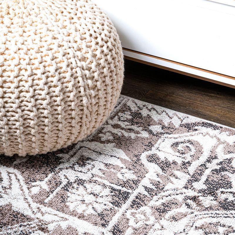 Ivory Medallion Easy-Care Synthetic Area Rug