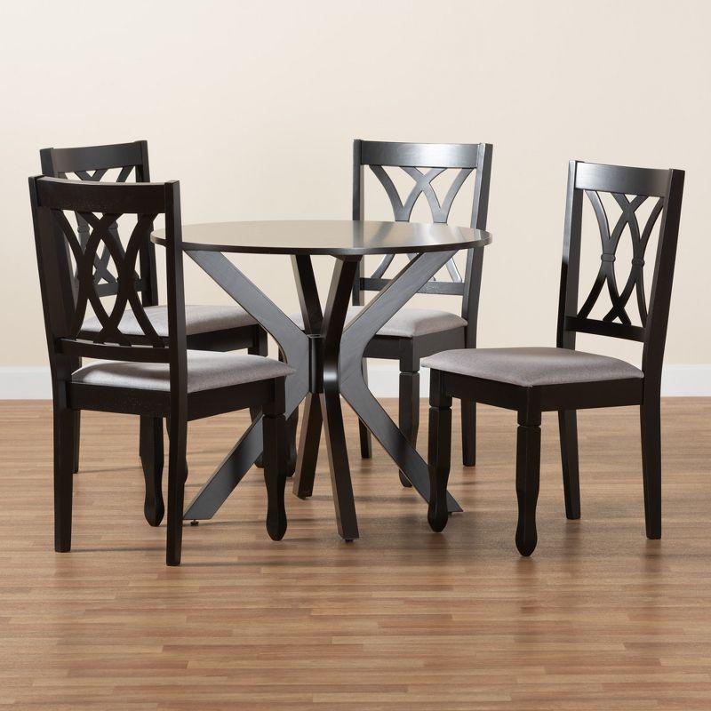 Maya Modern Grey Fabric and Espresso Wood 5-Piece Dining Set