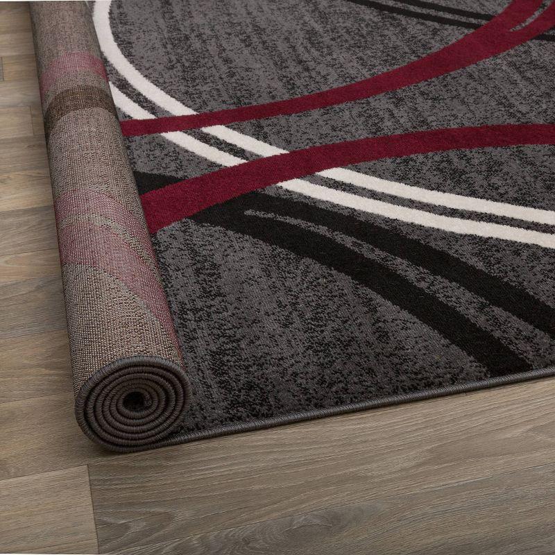 World Rug Gallery Contemporary Abstract Circles Design Area Rug - RED 2'7"x4'