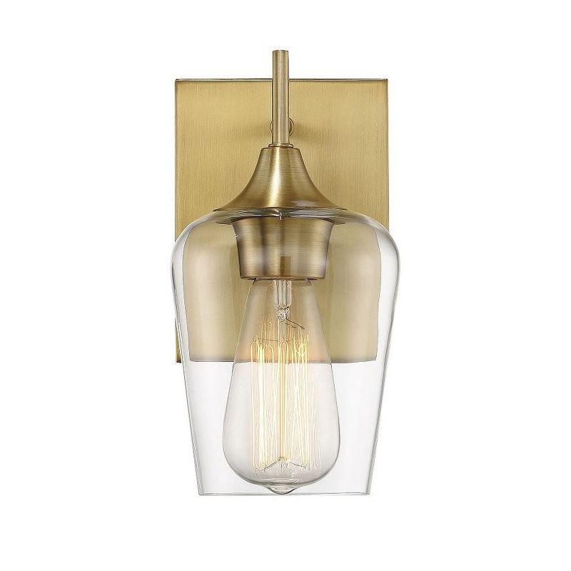 Elegant Octave 9.5" Brass and Bronze Wall Sconce with Clear Glass