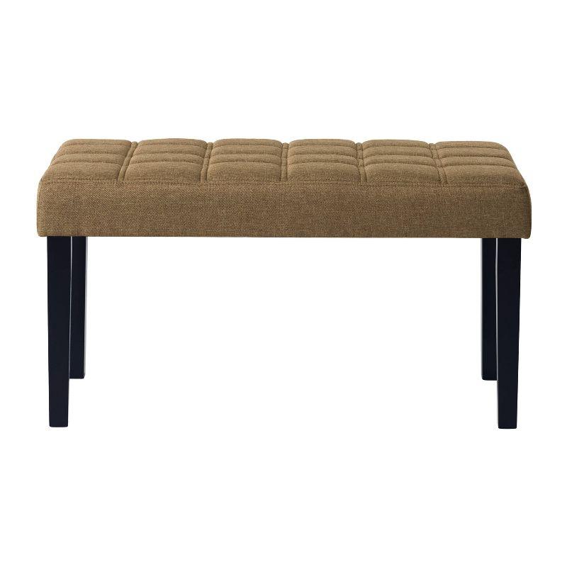 California Dark Beige Tufted Fabric Bedroom Bench with Wood Legs