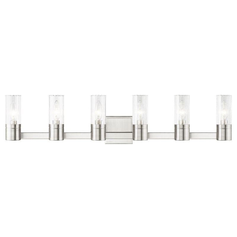 Midtown Brushed Nickel 6-Light Vanity with Clear Fluted Glass