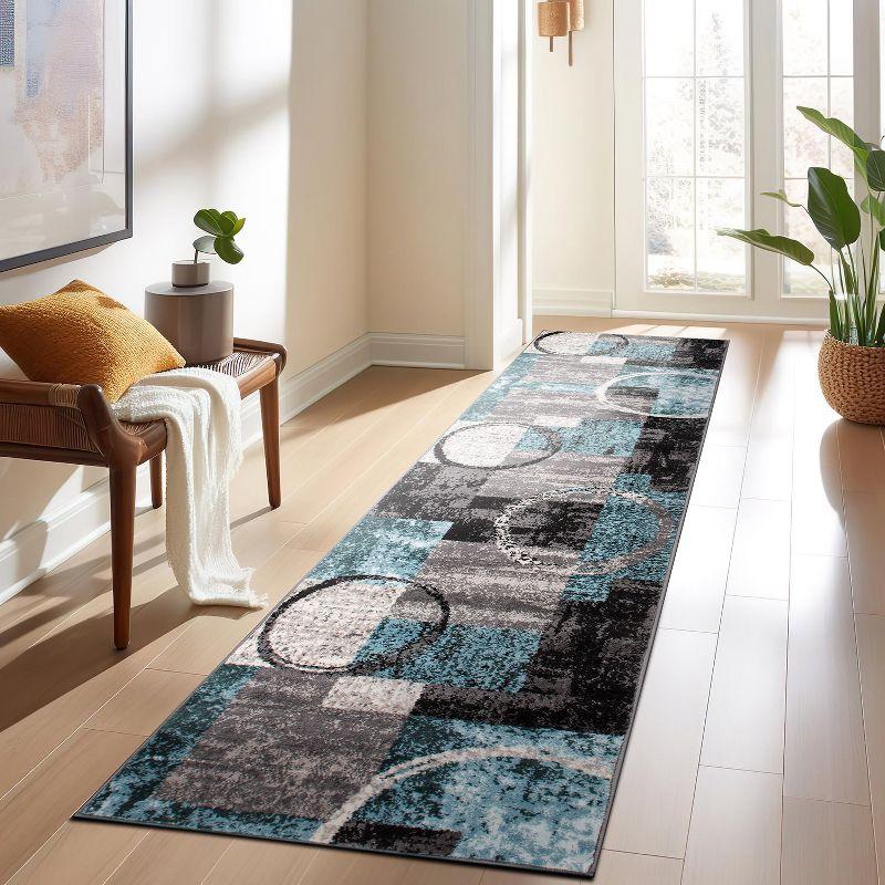 World Rug Gallery Abstract Circle Area Rug - GRAY 2'7"x10'