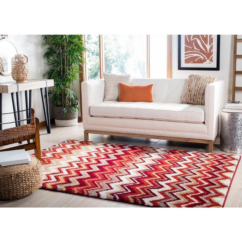 Tahoe Chevron Beige/Red/Brown Area Rug