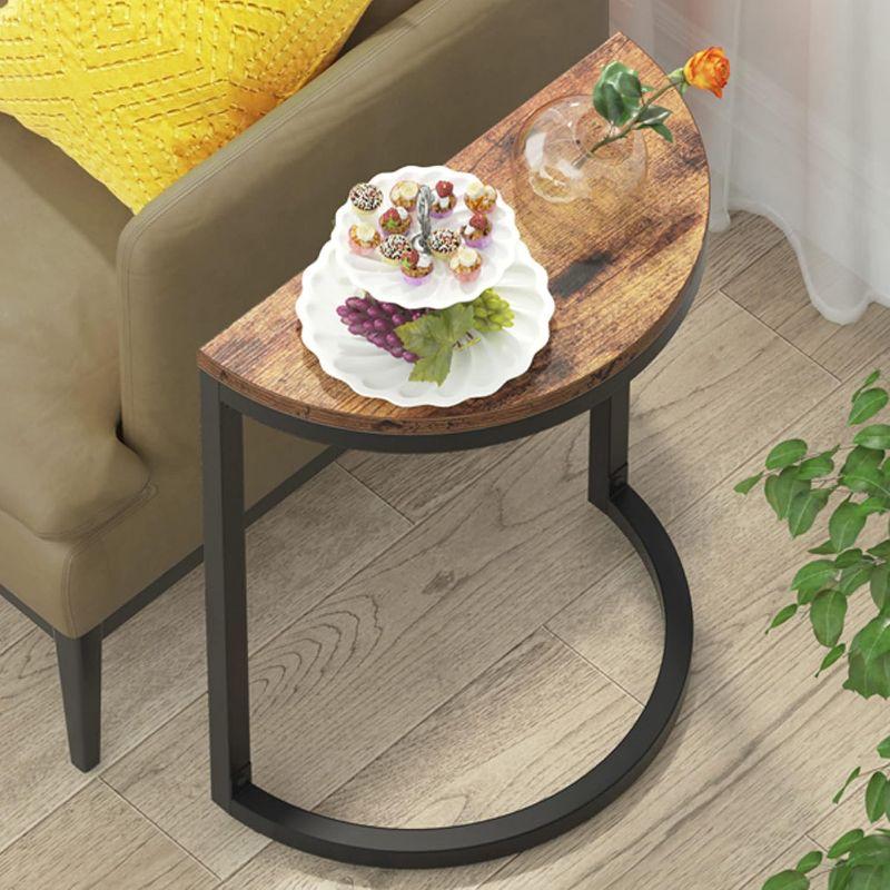 Tribesigns End Table Half Round,Slim C Narrow Side Table,Brown