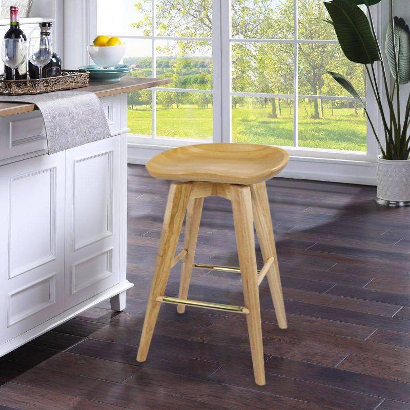 31" Bali Swivel Barstool Hardwood/Natural - Boraam: Contemporary, Backless, 300lb Capacity