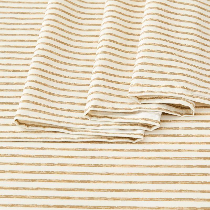 King Light Taupe Striped Microfiber Sheet Set