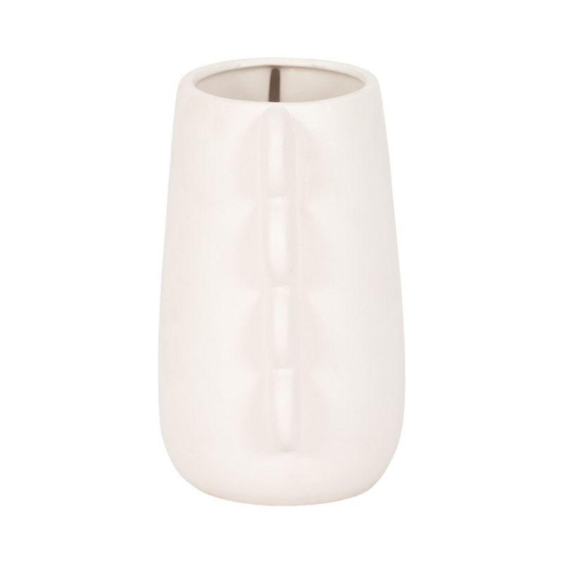 Sagebrook Home 7" Decorative Dolomite Vase - Contemporary Cotton White Eared Flower Vases for Home, Office Decorative Table Centerpiece Accent - Easy