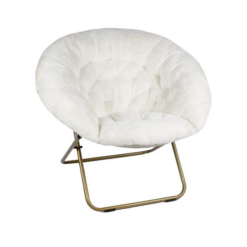 Everly Quinn Faux Fur Saucer Chair For Bedroom