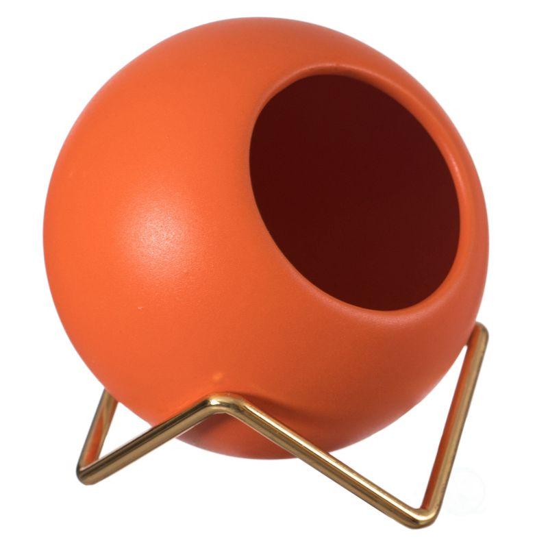 Fabulaxe Small Modern Ceramic Flower Vase for Living Room, Home Office Table, Dining Room and Entryway, Orange