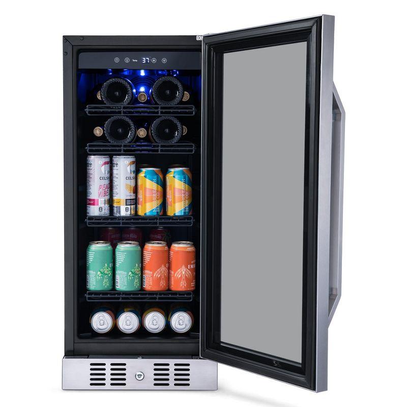 Newair 15" FlipShelf Wine and Beverage Refrigerator, Reversible Shelves Hold 80 Cans or 33 Bottles