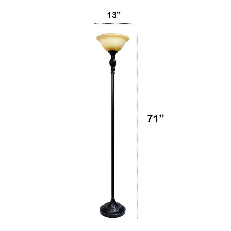 1-Light Classic Torchiere Floor Lamp with Marbleized Glass Shade - Lalia Home