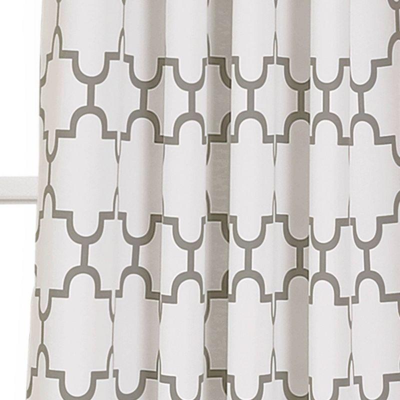 Gray Geometric Trellis Blackout Polyester Curtain Pair