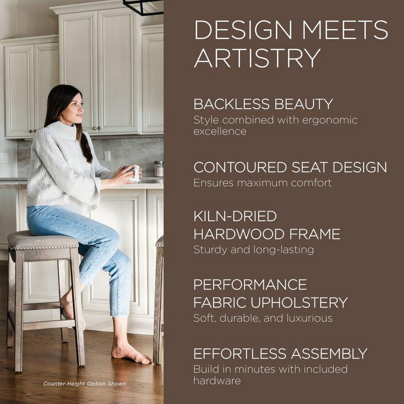 Maven Lane Maven Lane Adrien Backless Saddle Kitchen Stool with Fabric Upholstery