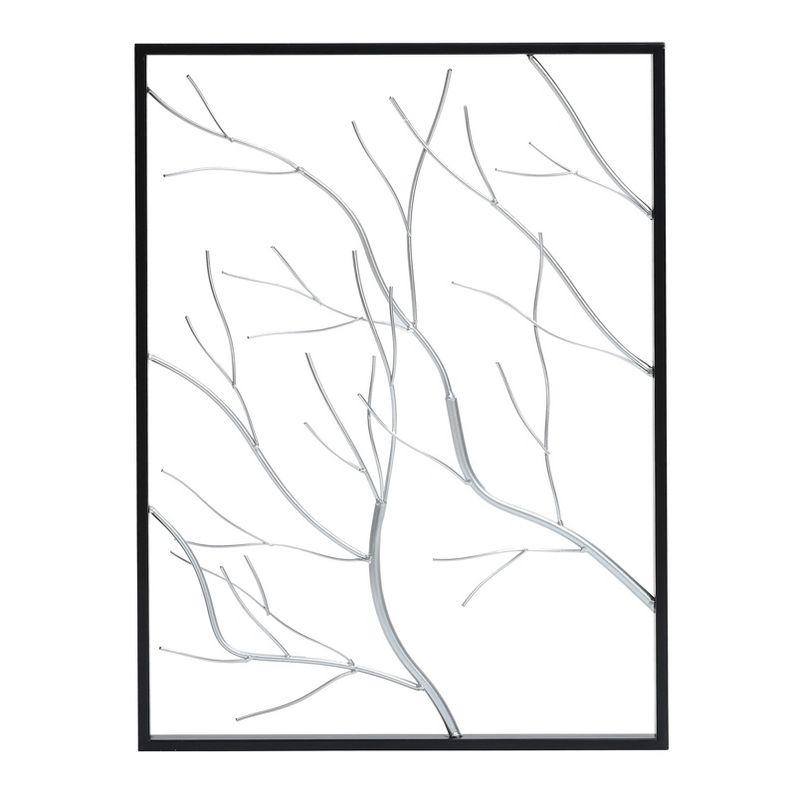 LuxenHome Set of 2 Gold & Silver Tree Branches Wall Decor Panels Multicolored