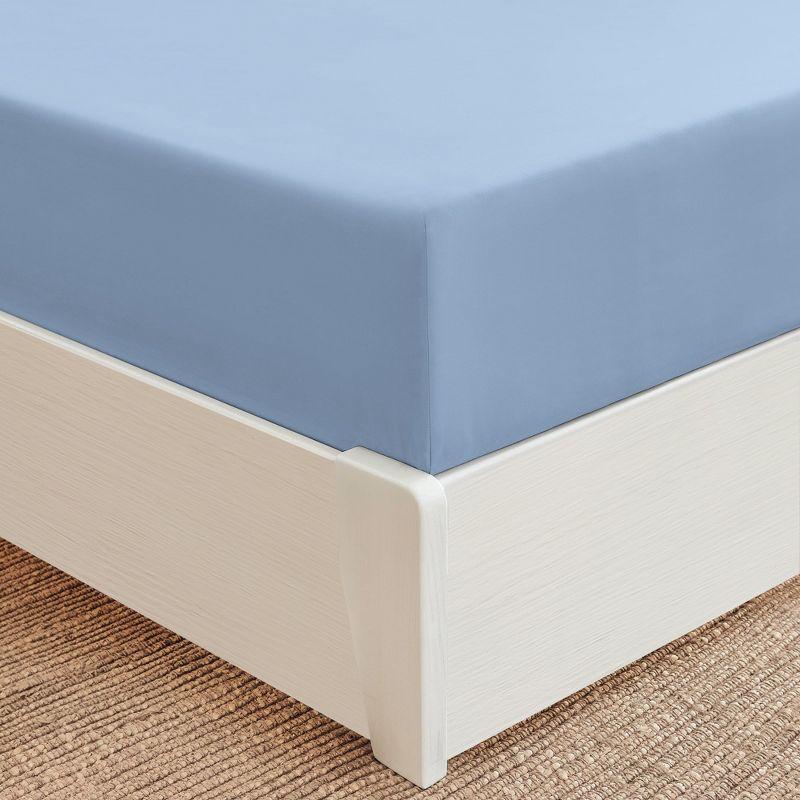 Mellanni Microfiber Fitted Sheet Up to 16" Deep Pocket, Full, Blue Hydrangea