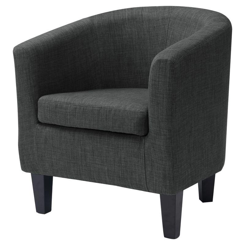 Dark Gray Velvet Barrel Armchair with Wood Legs