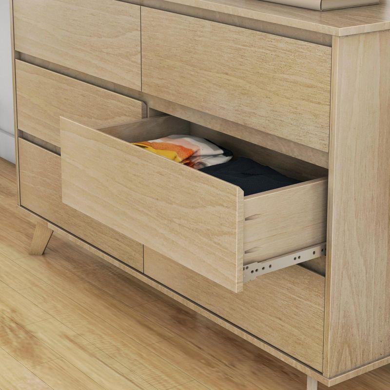 Max & Lily Solid Wood Scandinavian 6 Drawer Dresser, Blonde