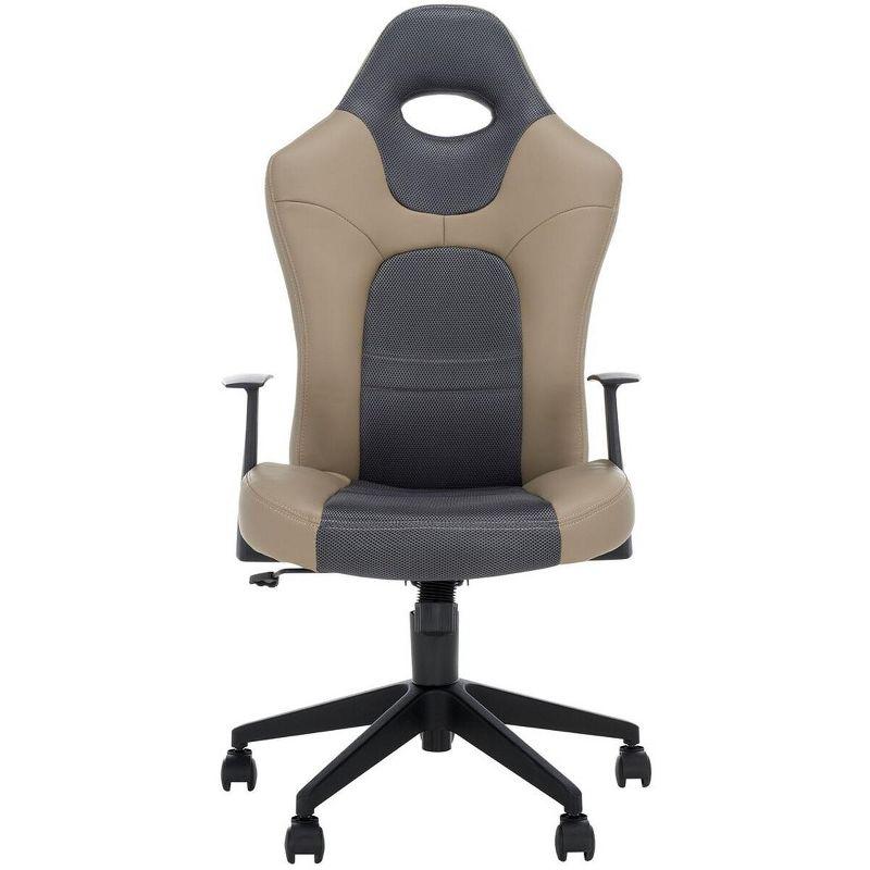 High-Back Racing Desk Chair in Gray and Black with Metal Frame