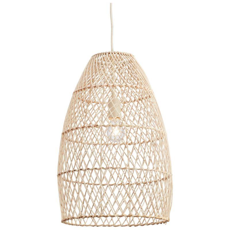 Bohemian Charm Natural Rattan 14.5" Pendant Light, Beige