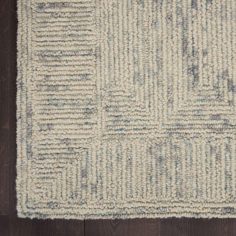 Ivory/Grey/Teal 8' x 10' Hand-Tufted Wool Rectangular Rug