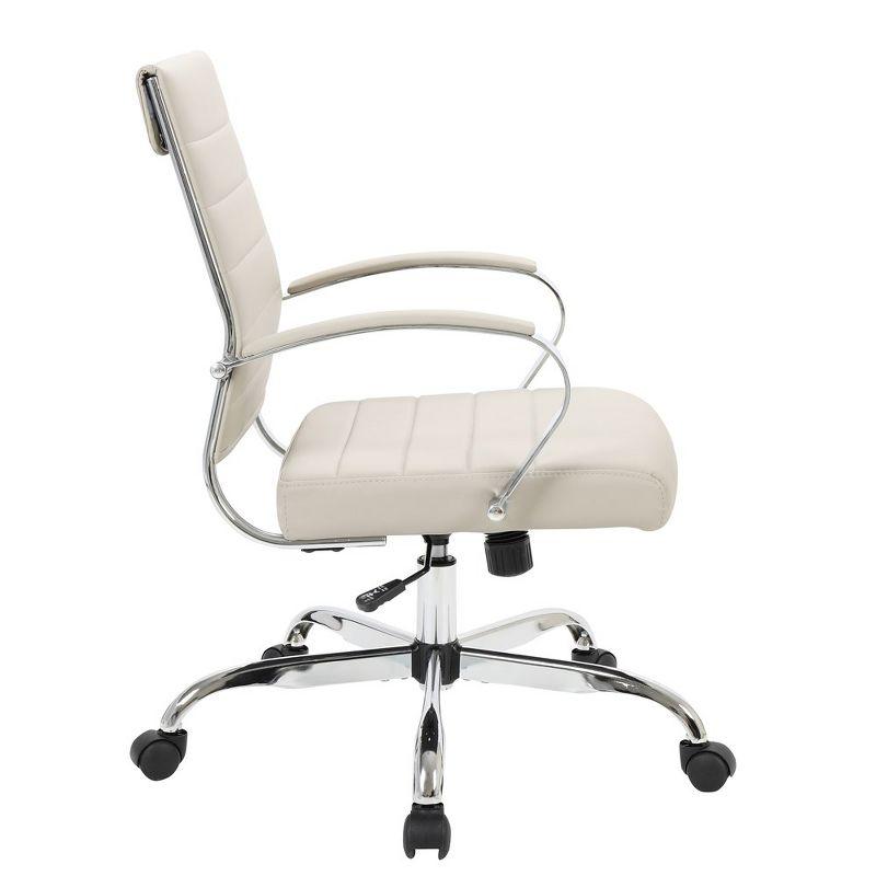 LeisureMod Benmar Mid-Back Office Conference Chair Upholstered in Leather with Swivel and Tilt in Tan