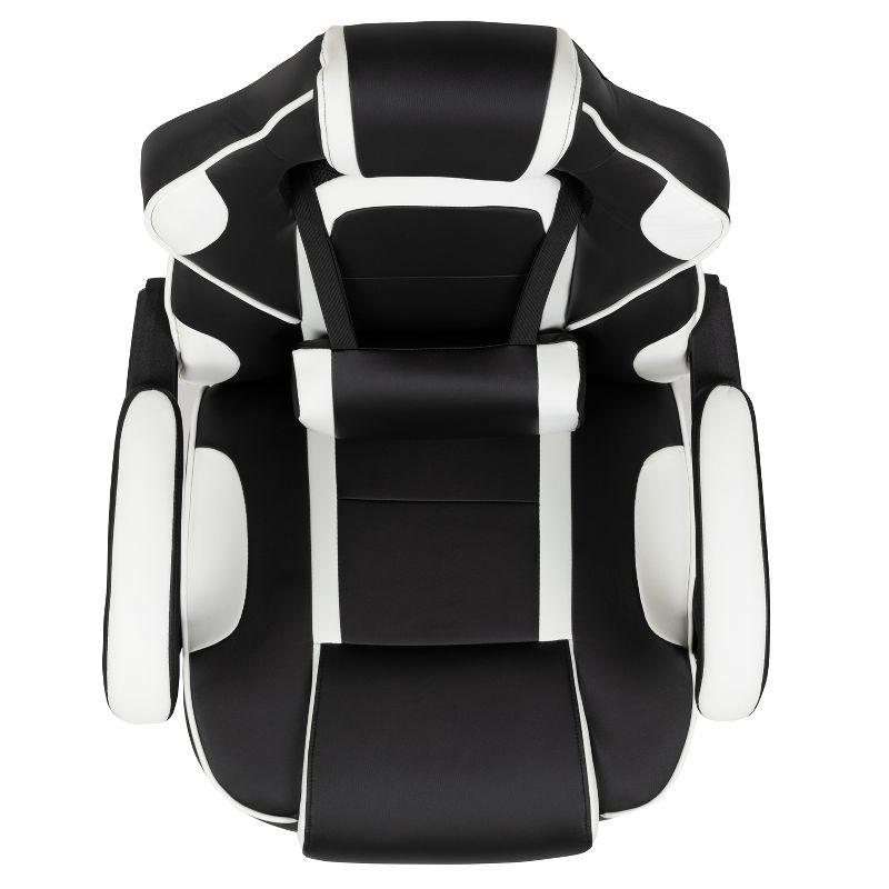 Flash Furniture X40 Gaming Chair Racing Ergonomic Computer Chair with Fully Reclining Back/Arms, Slide-Out Footrest, Massaging Lumbar - White