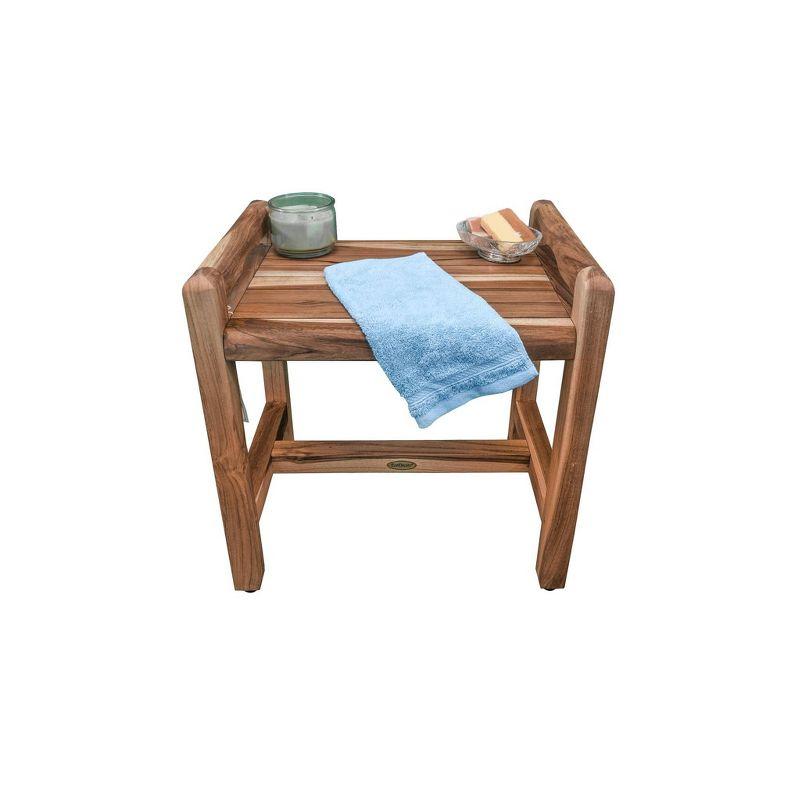 20" Eleganto ED982 Wide Teak Shower Bench with Handles - EcoDecors