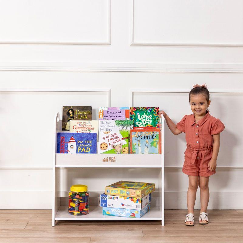 ECR4Kids 3-Shelf Floor Book Display with Handles and Storage, 30in