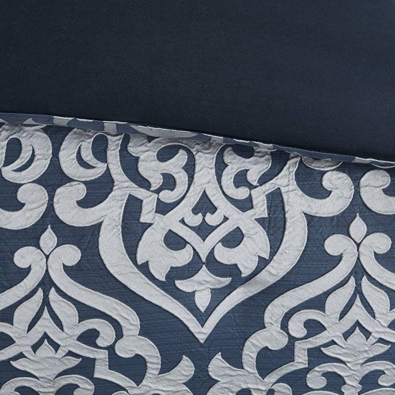 Navy and Silver King Microfiber 8-Piece Comforter Set