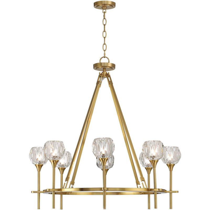 Possini Euro Design Francie Soft Gold Ring Chandelier 32" Wide Modern Clear Crystal Glass 8-Light Fixture for Dining Room House