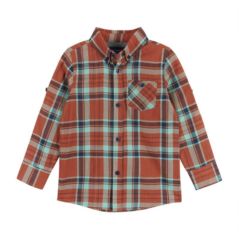 Andy & Evan  Toddler  Boys Rust Plaid Two-Faced Buttondown Set