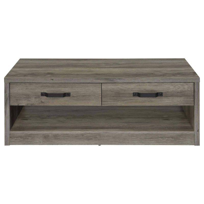 Coaster Felix Farmhouse 2 Drawer Rectangular Wood Coffee Table Gray Driftwood