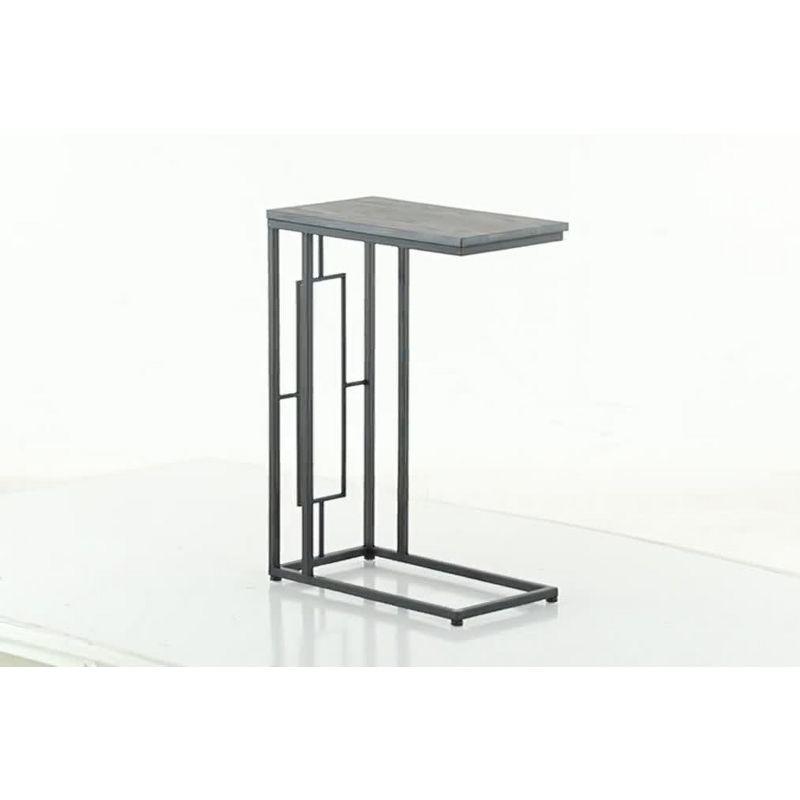 Olivia & May Contemporary Metal and Wood Accent Table Medium Black: Round Side, No Assembly Required