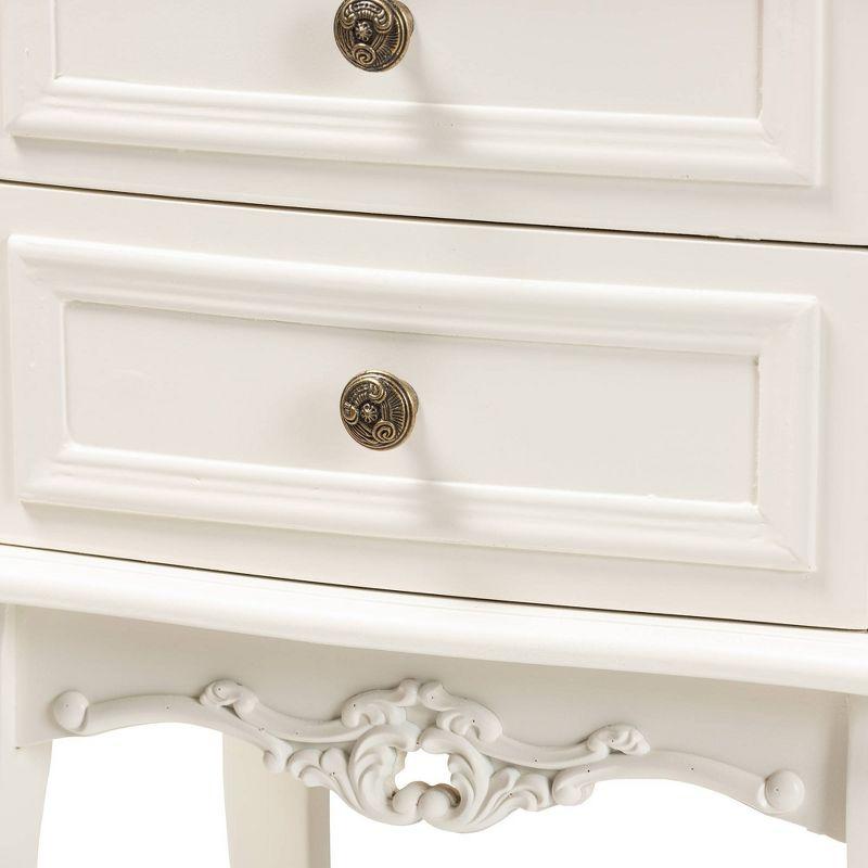 2 Drawer Darla Wood Nightstand White/Cherry Brown - Baxton Studio: Traditional Bedside Table with Anti-Tip Hardware