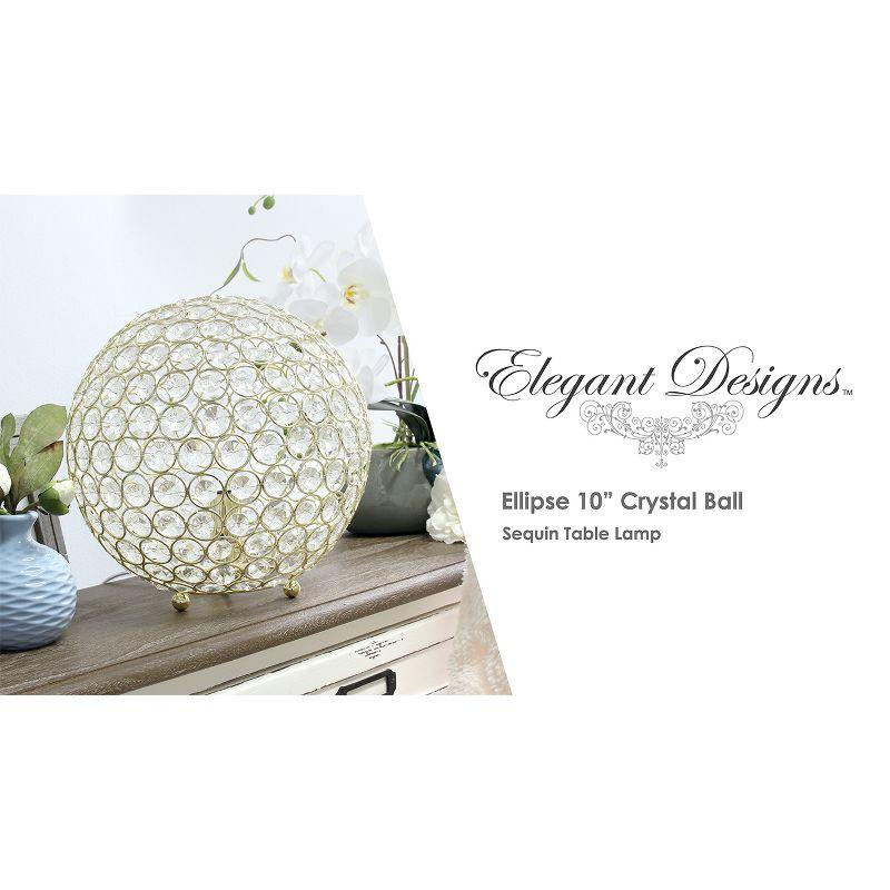 10" Elipse Crystal Ball Sequin Table Lamp Bronze - Elegant Designs: UL Listed, No Assembly Required, Metal & Crystal Shade