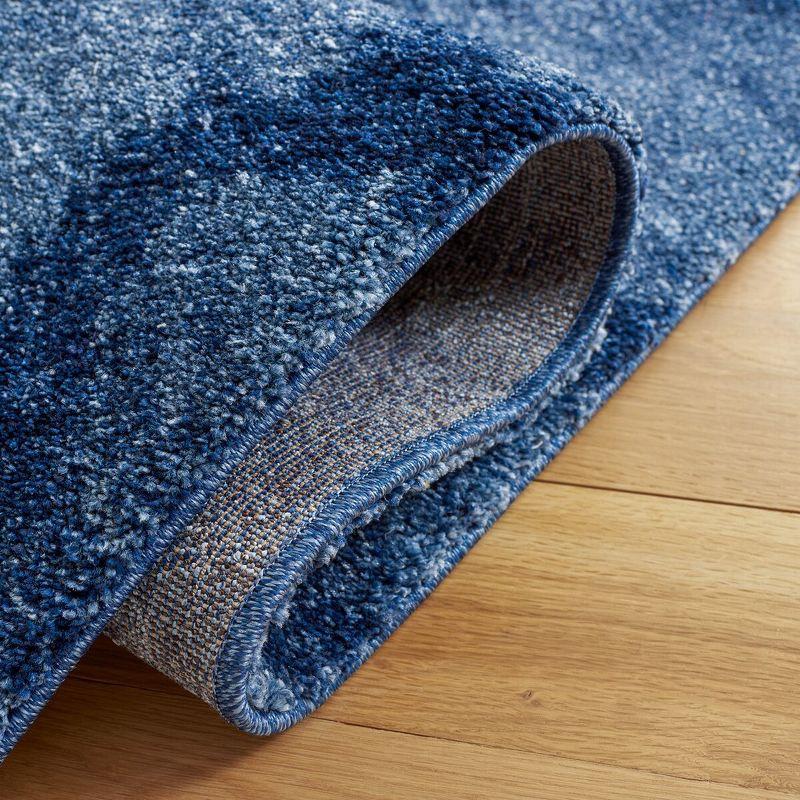 Abstract Blue Square Shag 6' Synthetic Area Rug