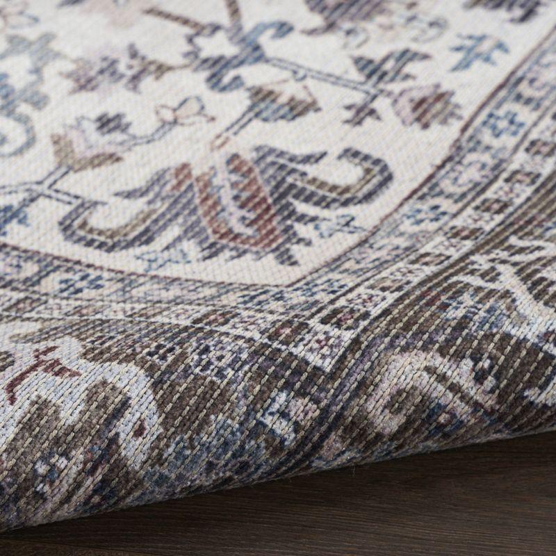 Oriental Machine Washable Cotton/Polyester Area Rug in Ivory/Olive