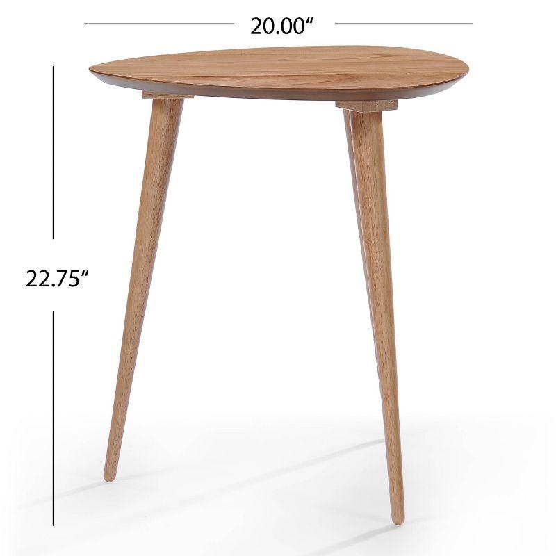 Naja End Table - Wood - Natural - Christopher Knight Home: Mid-Century Modern, Rubberwood, Guitar Pick Shape