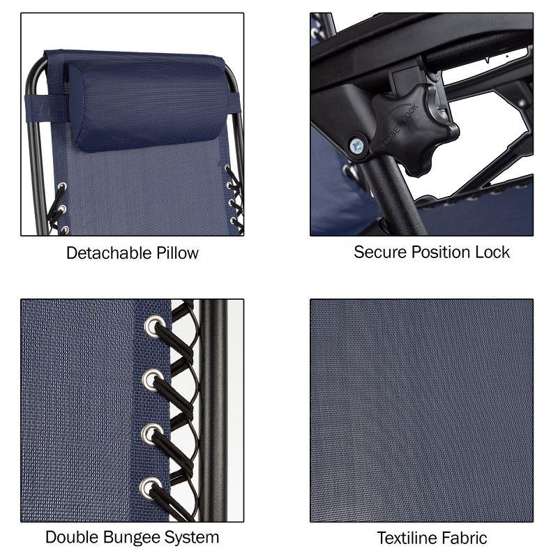 Hastings Home Zero-Gravity Recliner Chairs, Navy Blue, Set of 2